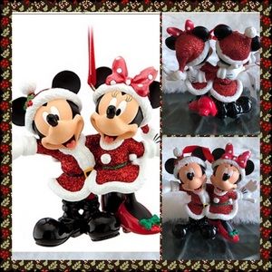 Disney Parks Santa Mickey & Minnie Figurine Christmas Ornament